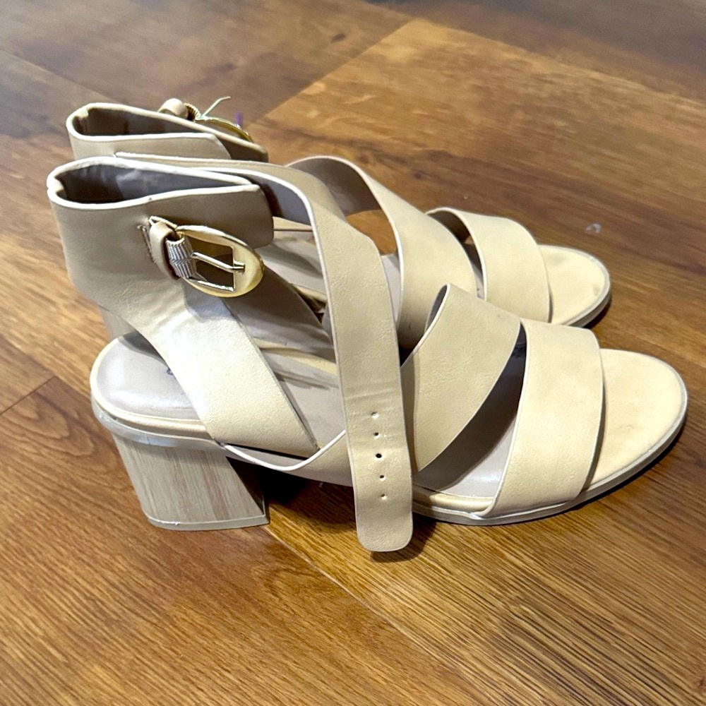 Beige Strappy Heeled Sandals